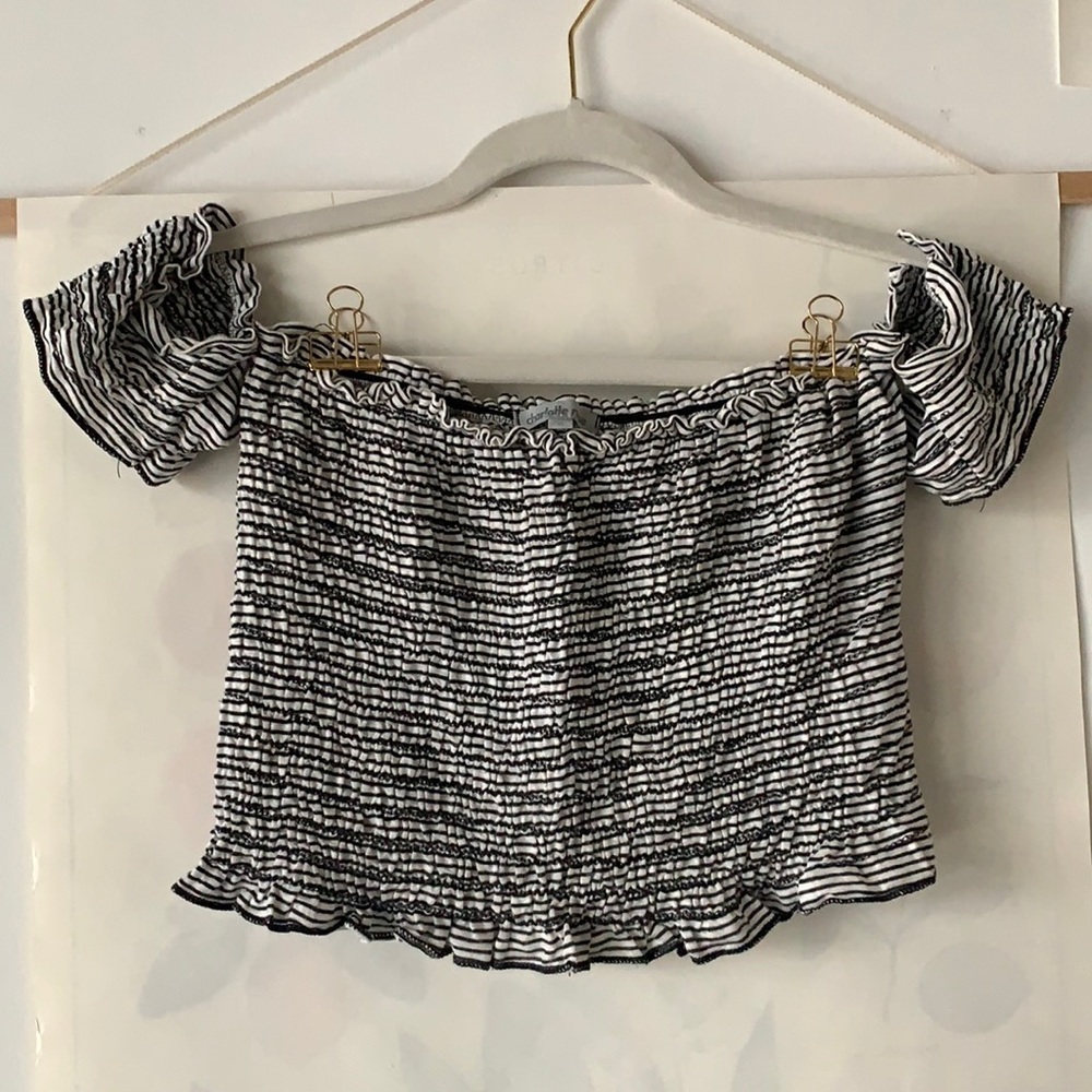 Striped off-shoulder crop top